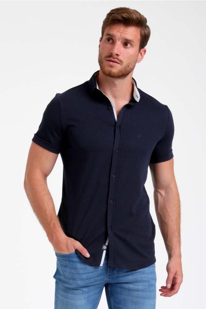 OVERHEMD MET STRUCTUUR 335532 301 navy